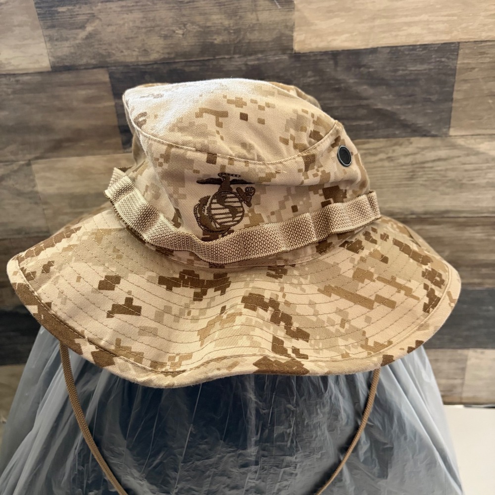 USMC Desert Digital MARPAT Boonie Hat EGA Embroidered Sun Cap 7-1/4 Medium USA